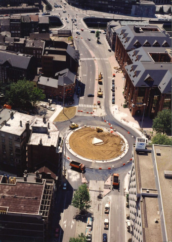 Charleroi. Travaux d'aménagements du rond-point du Boulevard Tirou.