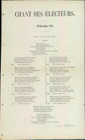 Paroles du Chant des Électeurs.