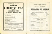 Programme des fêtes organisées, à Namur, le 3 août 1890, à l'occasion de l'inauguration de la distribution d'eau.
