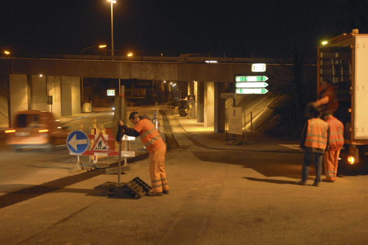 Liège. Angleur. Fermeture de la liaison E25-E40 par sécurité. Abattage d'arbres.