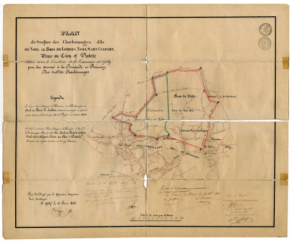 Plan de Surface des Charbonnages dits de Noel Sart Culpart.