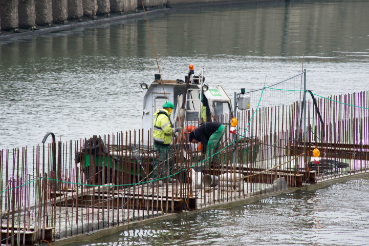 Flémalle. Travaux à l'écluse d'Ivoz-Ramet.