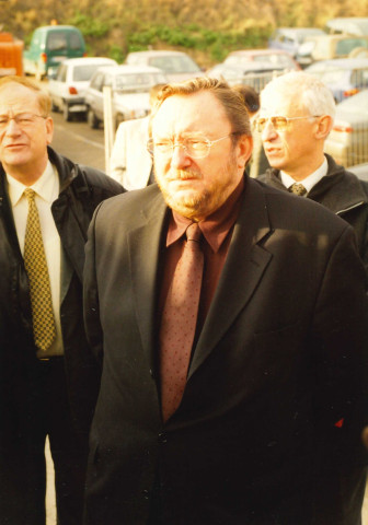 Liège. Jonction des autoroutes E25 et E40. Visite de M. le ministre Van Cauwenberghe des chantiers.