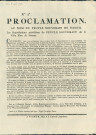 Proclamation (n° 5) à la population de l'Assemblée générale des représentants provisoires du peuple souverain de Namur sur la suppression des exemptions en matière de taxes. Signé Pasquet secrétaire