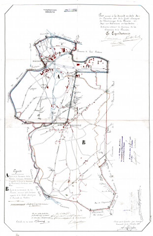 Plan annexé à la demande en date du 24 Décembre 1884 de la Société Anonyme des Charbonnages de la Réunion à Mont-sur-Marchienne en liquidation, tendante à obtenir la division de la Concession de la Réunion.