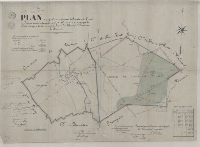 Plan superficiel des concessions de la Princesse et du Levant de Péronnes,...