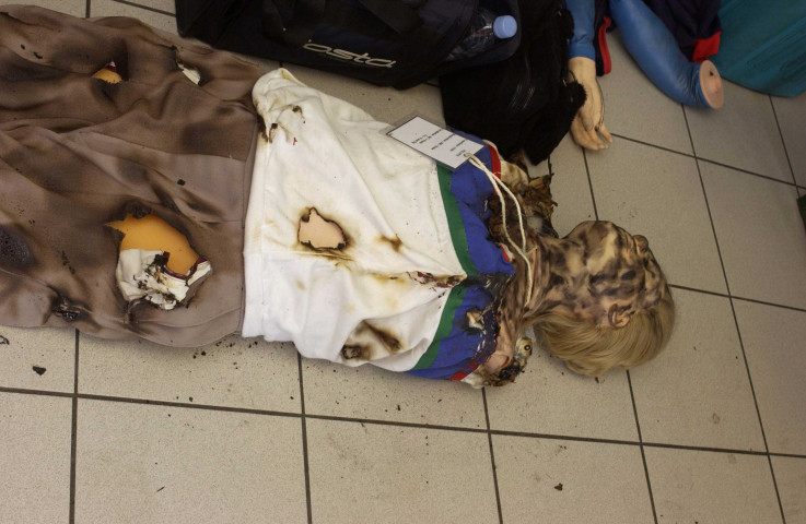 Charleroi. Aéroport de Gosselies. Exercice de secours. Simulation d'un accident aérien (crash test).