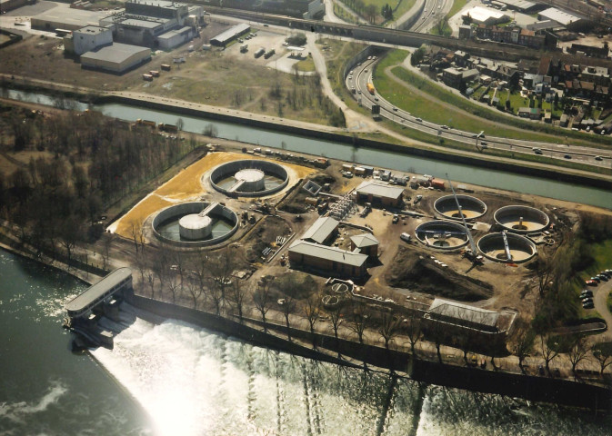Liège. Angleur. Station d'épuration des grosses-battes sur l'Ourthe.