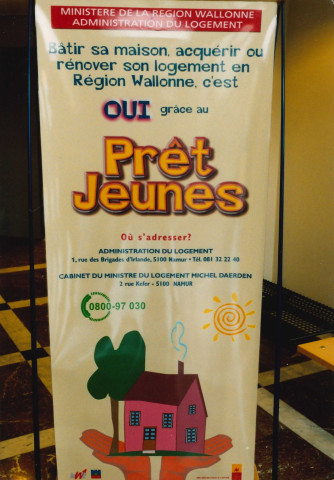 Namur. Jambes. Cabinet Daerden. Conférence de presse sur les prêts jeunes.