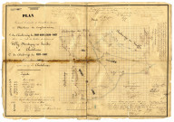 Plan Comprenant le périmètre de l'ensemble des demandes en Maintenue des Concessions réunies,
1° du Charbonnage du Trieu-Kaisin et Grand-Forêt Réunis sous partie des territoires des Communes de Gilly, Montigny sur Sambre et Chatelineau
2° du Charbonnage du Petit-Forêt
3° de celui des Combles
ces deux derniers sous Chatelineau.