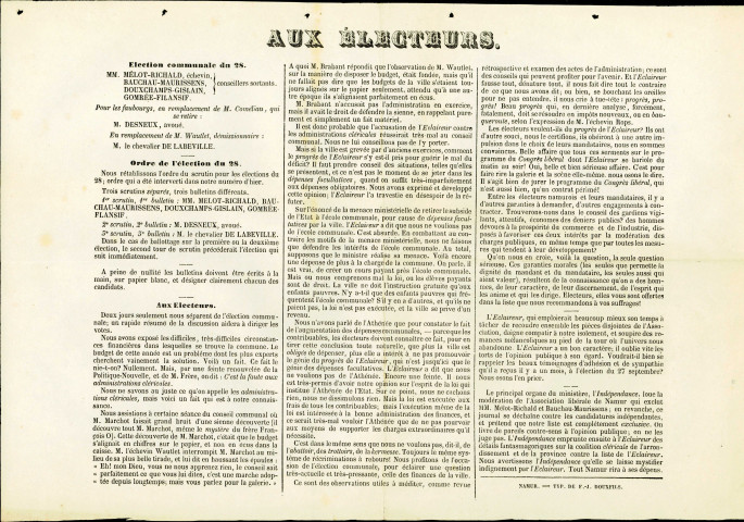 Trois tracts électoraux contre la candidature de Victor Marchot.