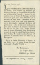 Annonce des officiers municipaux de Namur réquisitionnant les grains et fourrages "qui sont encore sur pied" dans la banlieue de Namur. Ordre de faucher, engranger et battre pour répondre à toute réquisition. Signé Coppoy.