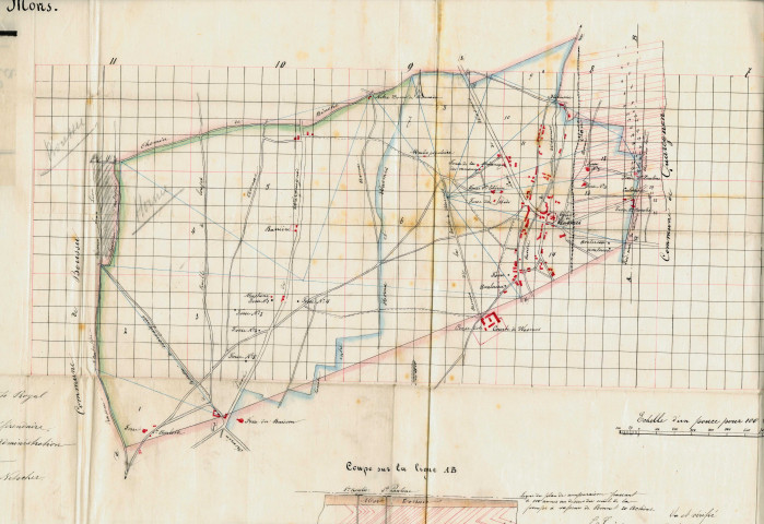 Plan joint à la demande de la société anonyme du Charbonnage d Hornu et Wasmes en rectification de limites de sa concession sur le territoire d'Hornu.