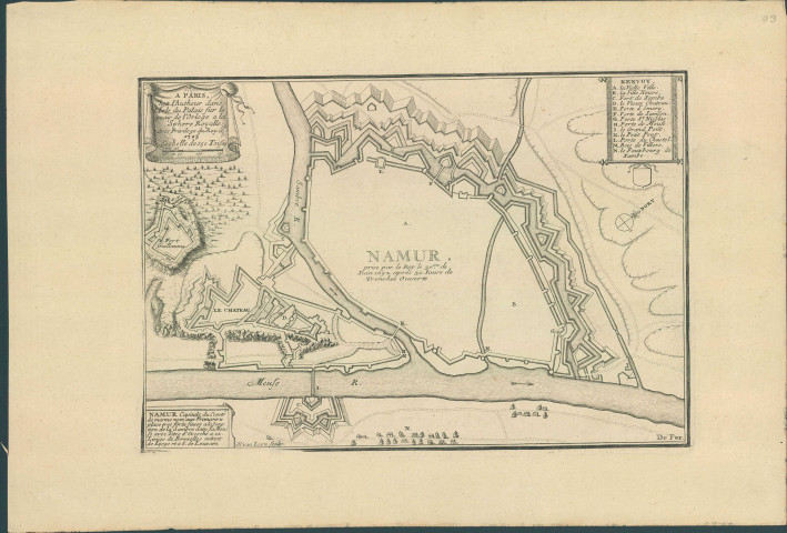 "Namur prise par le Roy le 30me de Juin 1692. apres 30. jours de Trenchée Ouverte" par Nicolas de Fer, publié à Paris, en 1705.