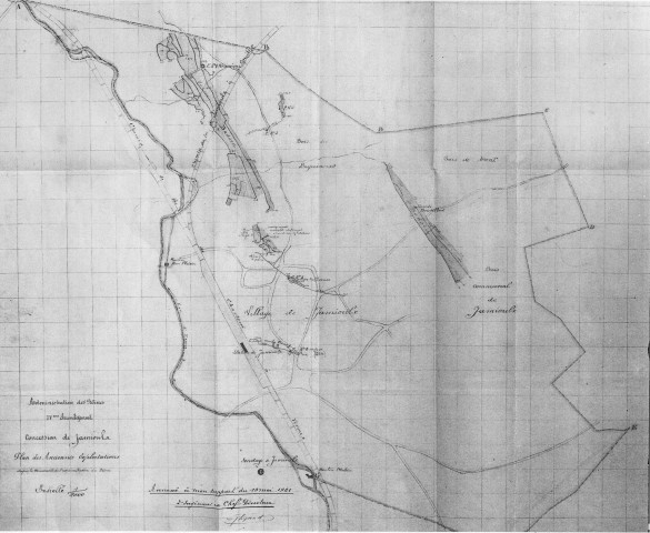 Concession de Jamioulx. Plan des Anciennes Concessions d'après les documents de l'administration des Mines.