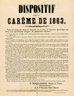 Affiche, signée par l'évêque de Namur ainsi que par son secrétaire, énonçant l'ensemble des permissions accordées lors du carême de 1863.