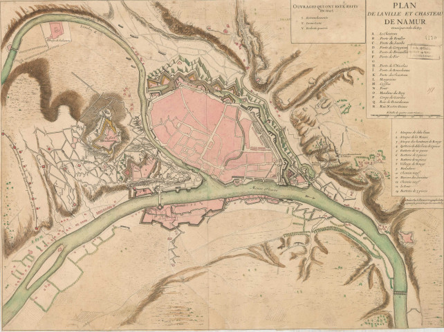 Plan de la ville et chasteau de Namur. Gravé par ordre du Roy A Paris, Chez le Sr Jaillot Geographe du Roy joignant les grands Augustins, aux 2 Globes