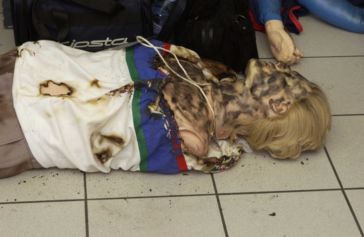 Charleroi. Aéroport de Gosselies. Exercice de secours. Simulation d'un accident aérien (crash test).