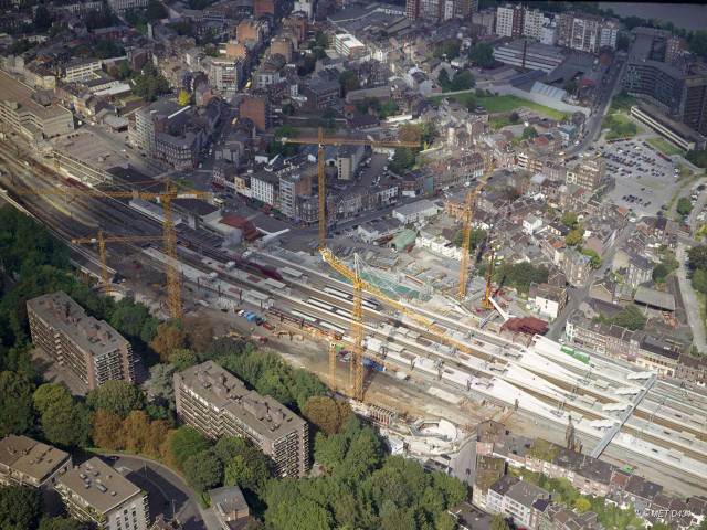 Liège. Guillemins. Evolution du chantier de la future gare TGV.