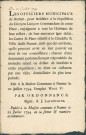 Annonce des officiers municipaux de Namur invitant les habitants à faire connaître les plans et cartes de la ville et de la citadelle qu'ils possèderaient. Demande du citoyen Lecquoy, commandant de la Place. Signé S.J. Lafontaine.