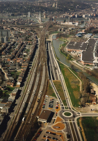 Liège. Vues aériennes de la liaison E25-E42.