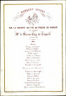 Menu du banquet offert par les membres à leur président le baron Eugène de Coppin, en 1868.