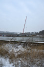 Visé. Travaux à la 4° écluse de Lanaye. Montage d'un pont.