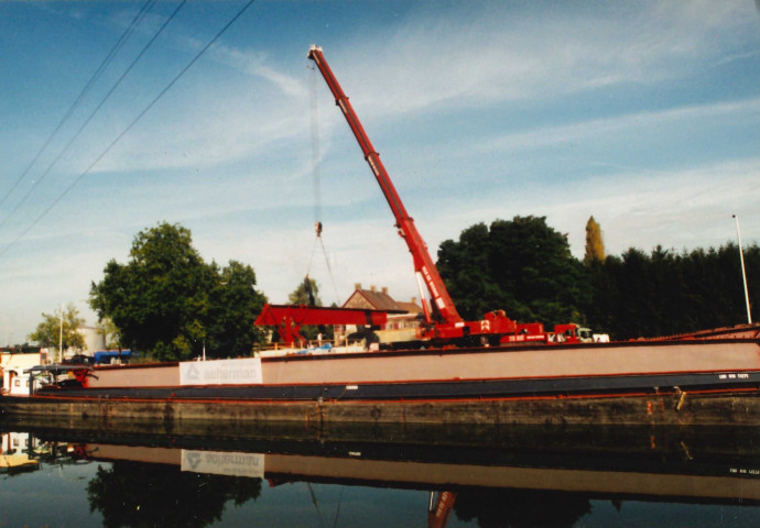 Saint-Ghislain. Tertre. Canal Nimy-Blaton. Chaussée de Chièvres. Construction du Pont-route.