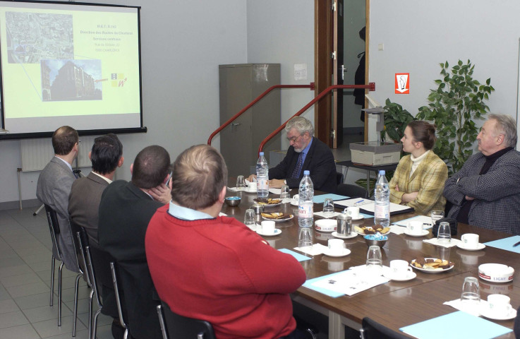 Anderlues. District routes D121. Visite d'une délégation polonaise.