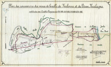 Plan des concessions des mines de houille de Malonne et de Basse-Marlagne instituées par les Arrêtés Royaux des 13-2-1829, 26-9-1821, 9-12-1829 et 5-3-1877.