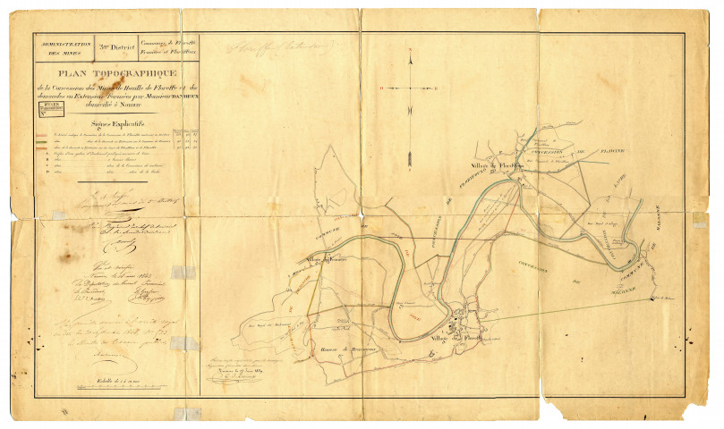 Plan topographique de la Concession des Mines de Houille de Floreffe et des demandes en Extension formées par Monsieur Danheux domicilié à Namur.