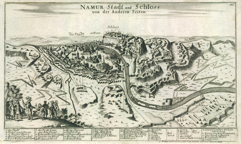 Namur Stadt und Schloss von der Anderen Seiten 113
G. Bodenehr fecit et excudit cum Gratia et Privil. Sac. Caes. Maij.