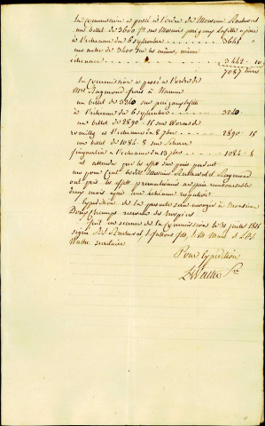 Extrait des registres aux délibérations de la Commission administrative des hospices de la ville de Namur. Séance du 31 juillet 1815. Explication des comptes.