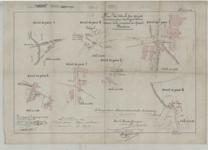 Plan des détails des points d'intersection des lignes délimitatives de la concession du Grand Bordia. Plan n° 4.