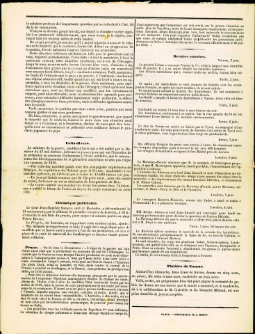 N°s des 5 et 7 juin 1859 du journal libéral Le Courrier des Élections