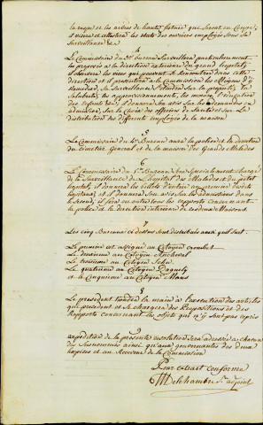 Extrait du registre aux délibérations de la Commission des hospices civils de la commune de Namur. Séance du 23 messidor an 9 (12 juillet 1801).