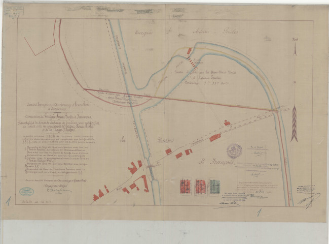 Société Anonyme des Charbonnages d'Aiseau-Presles, à Farciennes. Concession de "Tergnée-Aiseau-Presles", à Farciennes. Plan relatif à une demande d'échange de territoires entre les concessions de "Tergnée-Aiseau-Presles" et de "La Masse-St-François".