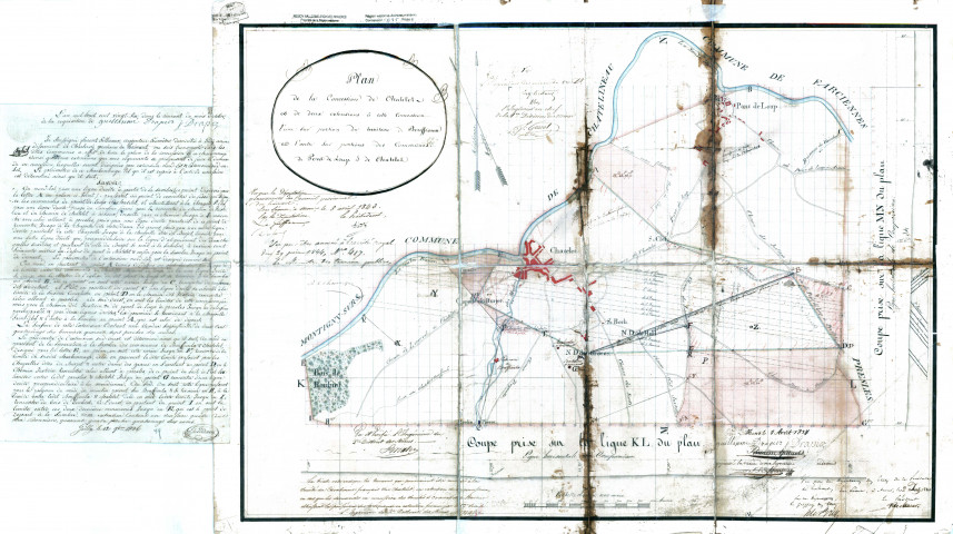 Plan de la Concession de Chatelet et de deux extensions à cette Concession l'une sur portion du territoire de Bouffioux et l'autre sur portions des Communes de Pont de Loup et de Chatelet.