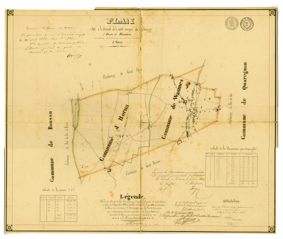 Plan joint à la demande de la société anonyme du Charbonnage d Hornu et Wasmes en rectification de limites de sa concession sur le territoire d'Hornu.