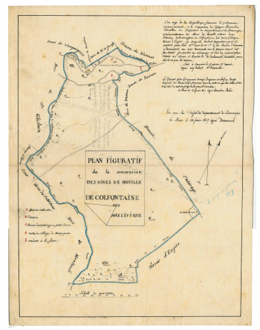 Plan figuratif de la concession des mines de houille de Colfontaine dit Bois l'Evêque.