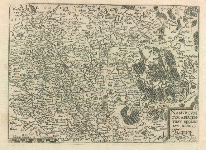 Namurcum cum adjacentibus regionibus descr. Namen
Colonie exc. Johan busm. 1589.