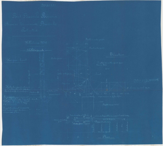 Pont bascule Rassona ou Rassova.Breveté Strauss Trunnion bascule. Schéma 1.