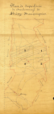 Plan de superficie du charbonnage de Strépy-Bracquegnies.