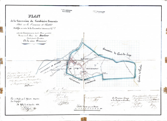 Plan Du Charbonnage du Gouffre situé sur Gilly, Chatelineau et Pont-de-Loup Dressé en conformité de la convention concernant des rectifications de limites, intervenue entre la Société Anonyme de Chatelineau etcelle du Trieu-Kaisin.