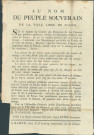 Proclamation de l'Assemblée générale des représentants provisoires du peuple souverain de Namur sur le taux de change des monnaies locales avec l'argent français. Signé Dupré secrétaire