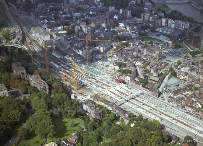 Liège. Guillemins. Evolution du chantier de la future gare TGV.