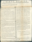 Annonce à la population des commissaires du Conseil exécutif de France près du pays de Namur se félicitant du serment renonçant aux privilèges. Signé Scipion Bexon et Philippe Rigaud commissaires du Conseil exécutif de France, Adant et Saunier adjoints aux commissaires.
