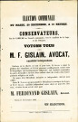 Appel d'un électeur à voter pour Ferdinand Gislain.