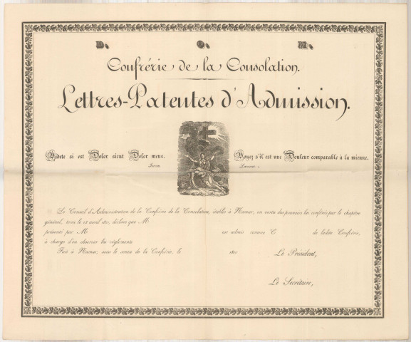 Lettres-patentes d'admission à la Confrérie