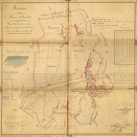 Plan de la Concession du Charbonnage du Grand Buisson situé sur Hornu et Wasmes.